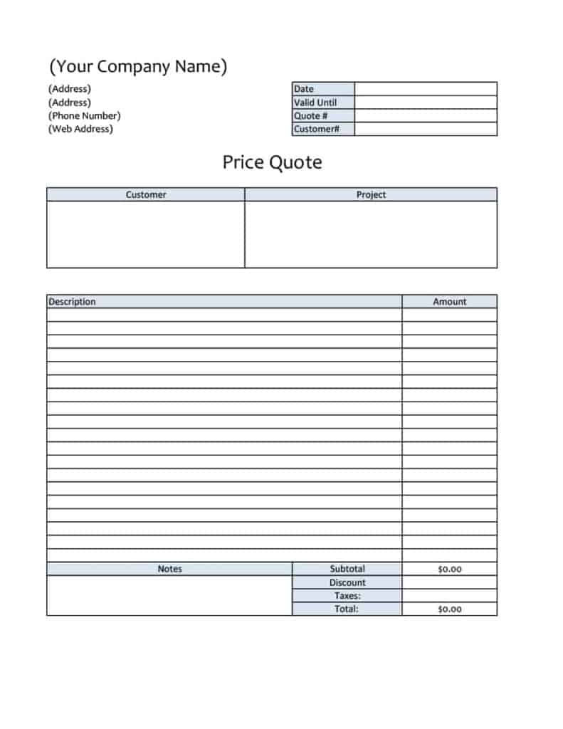 17+ Excel quotation templates - Free Quotation Templates - Estimate