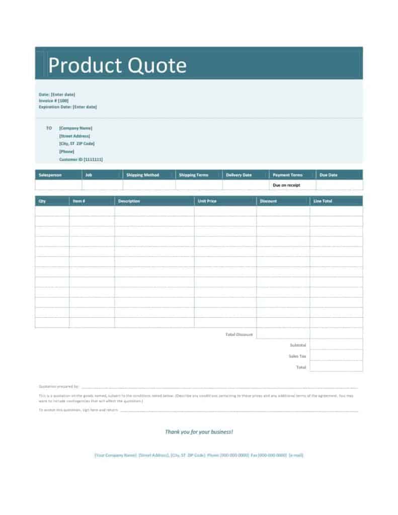 free quote template